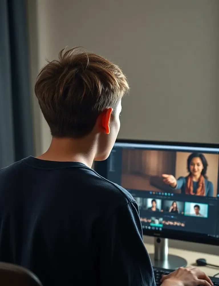 Teenager Editing a Video Teenager Editing a Video